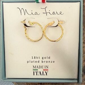 Mia Fiore Gold Plated Hoop Earrings .75 inches. New